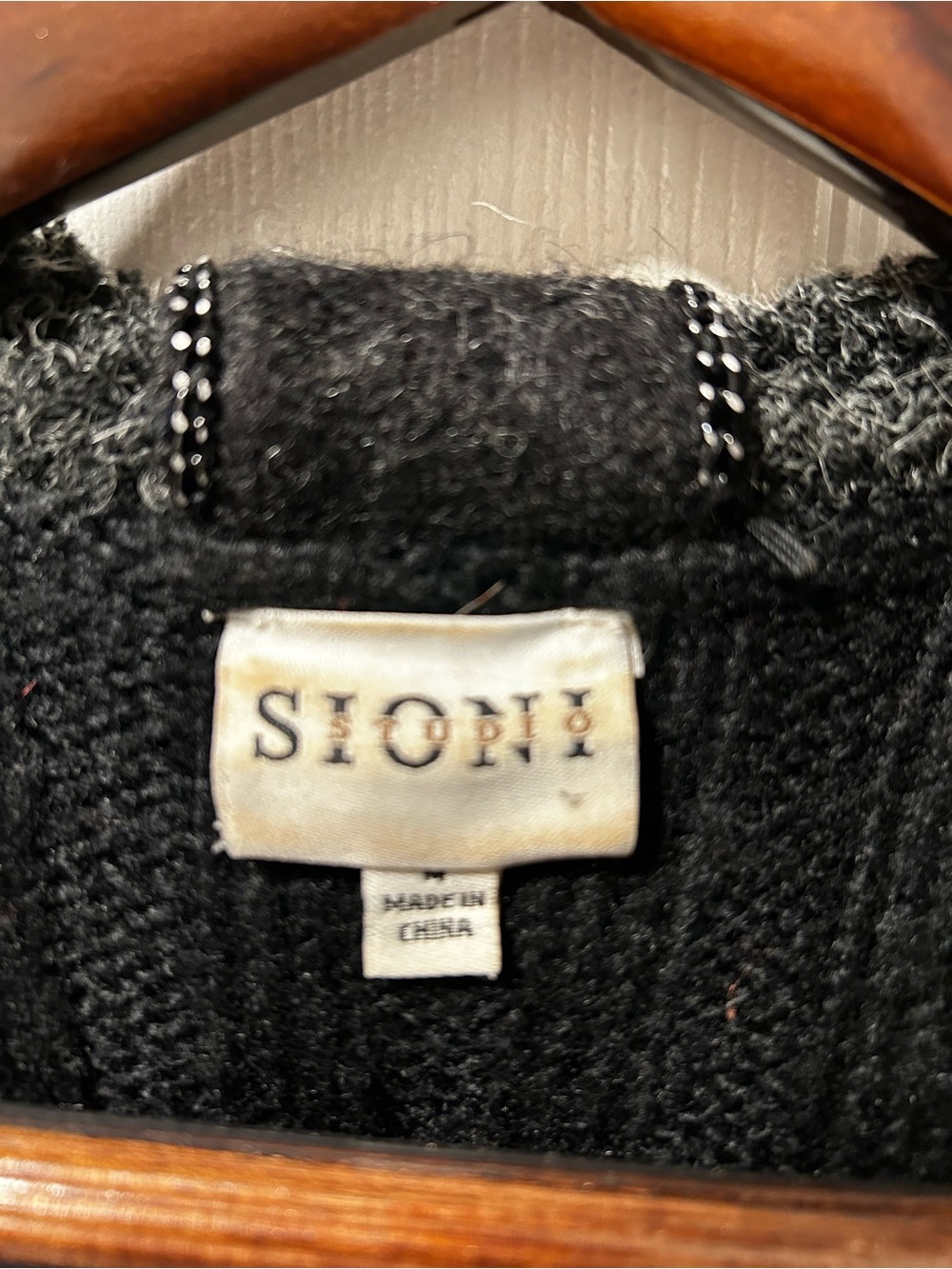 Sioni Black & Gray Textured Knit Trench Coat - Picture 3 of 5